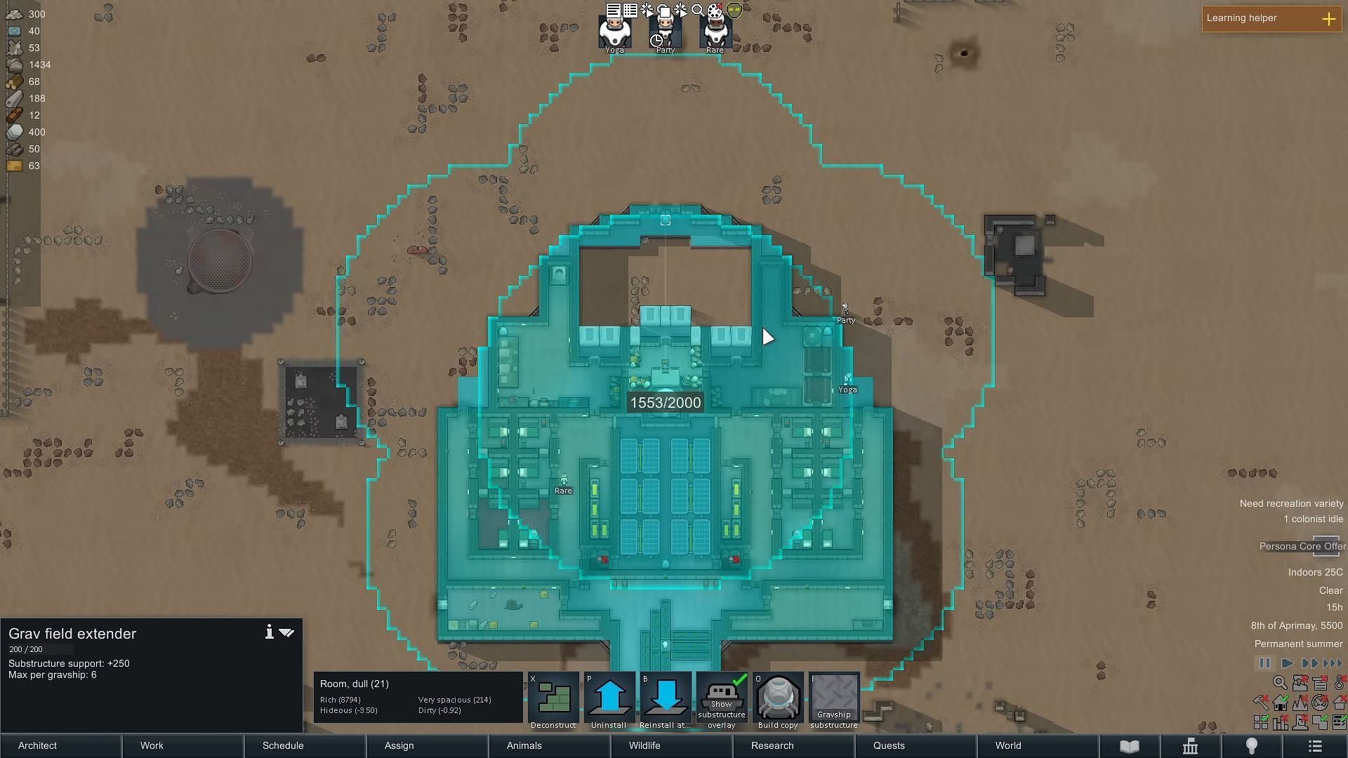 Gravity field in RimWorld Odyssey (Image via Ludeon Studios//YouTube @Ic0n Gaming)